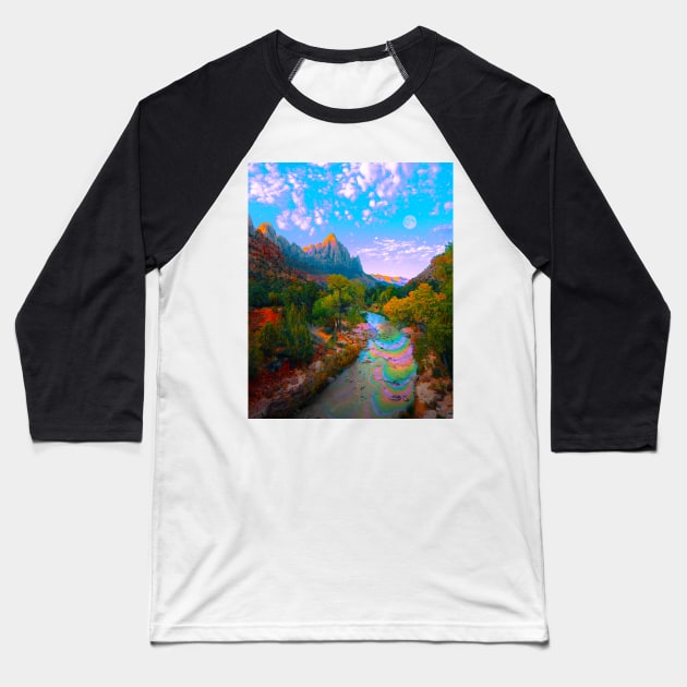 Flowing With The River Baseball T-Shirt by Cajuca